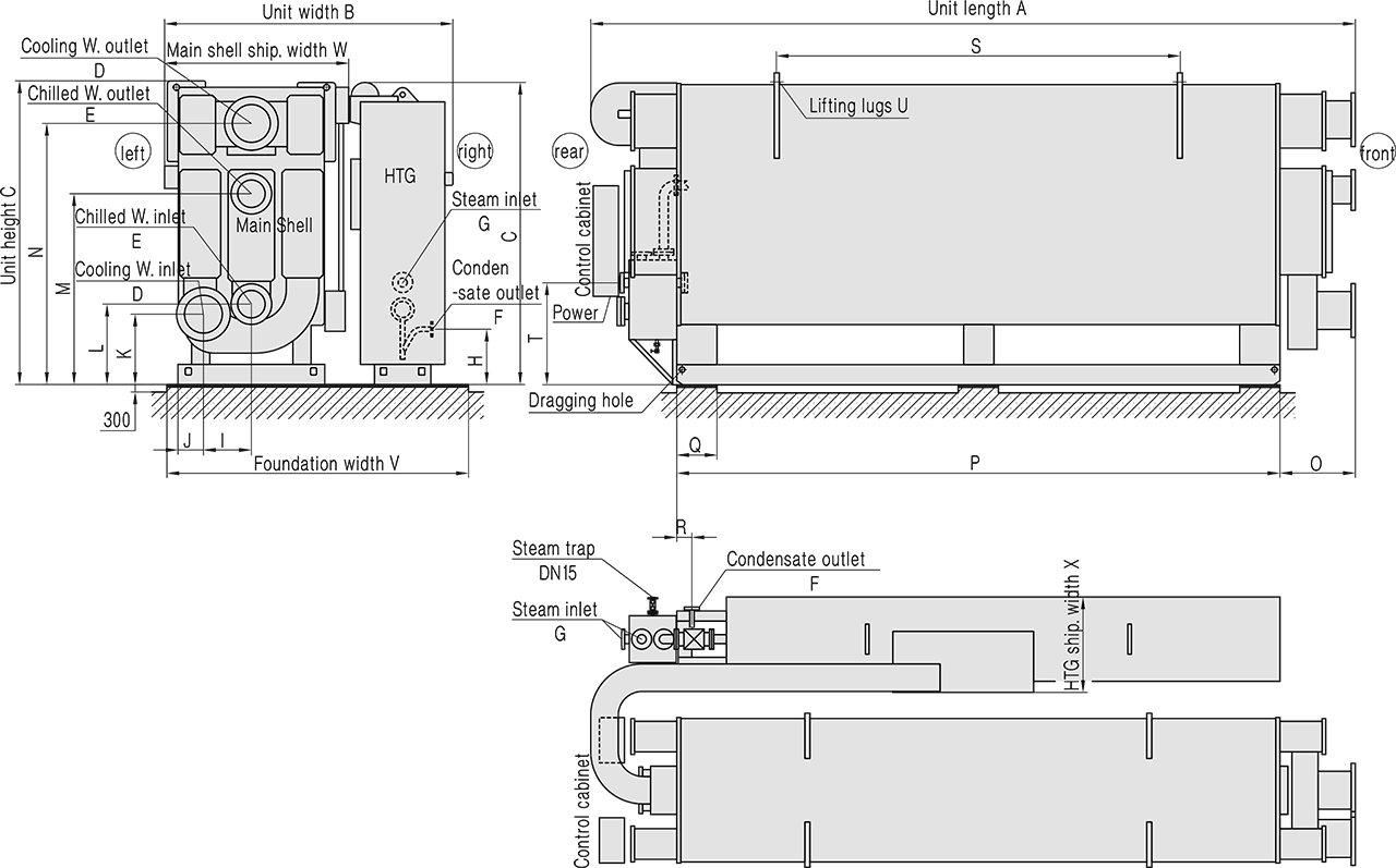 размеры подключения паропровода абхм road bs200